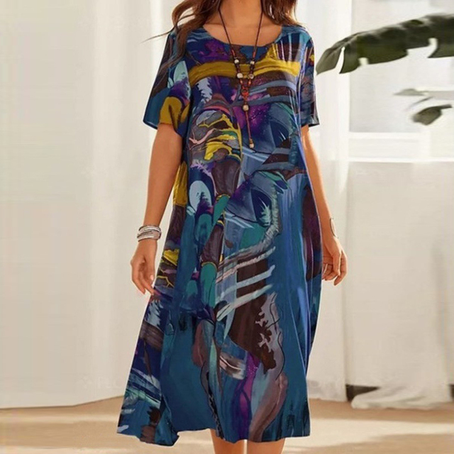 Bella Abstract Print Comfort Dress
