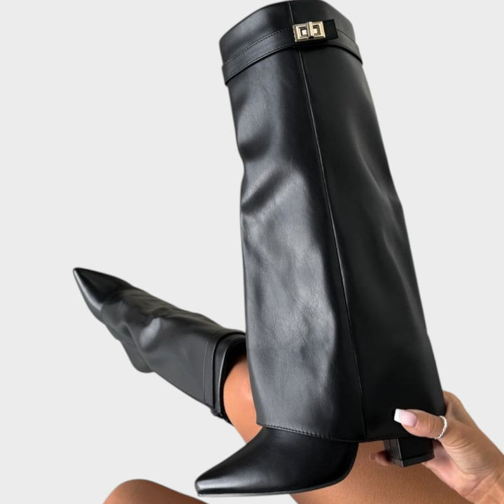 Suri Leather-Look Wide Shaft Boots