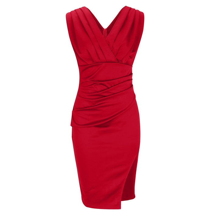 Fresia Fitted V-Neck Slit Dress
