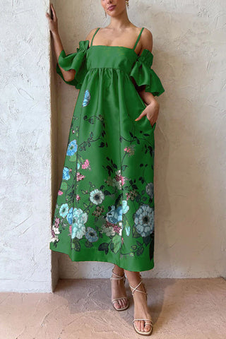 Arielle Gathered Sleeve Dress with Pockets