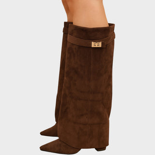 Lunara Velvet-Look Wide Shaft Boots
