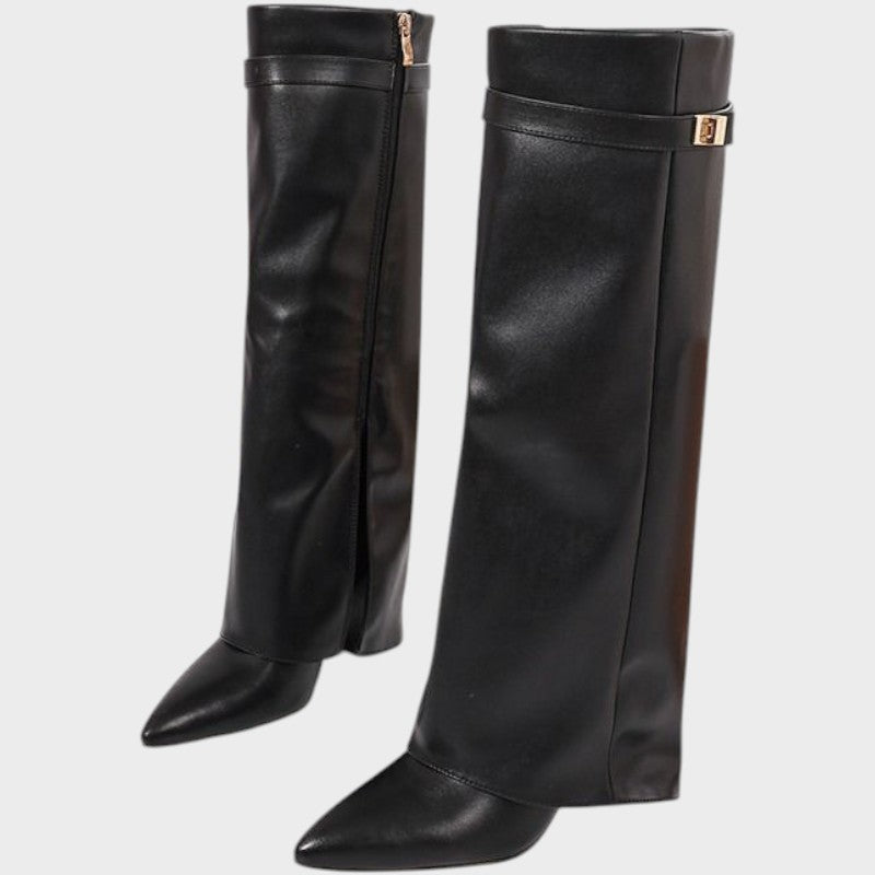 Suri Leather-Look Wide Shaft Boots