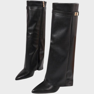 Suri Leather-Look Wide Shaft Boots