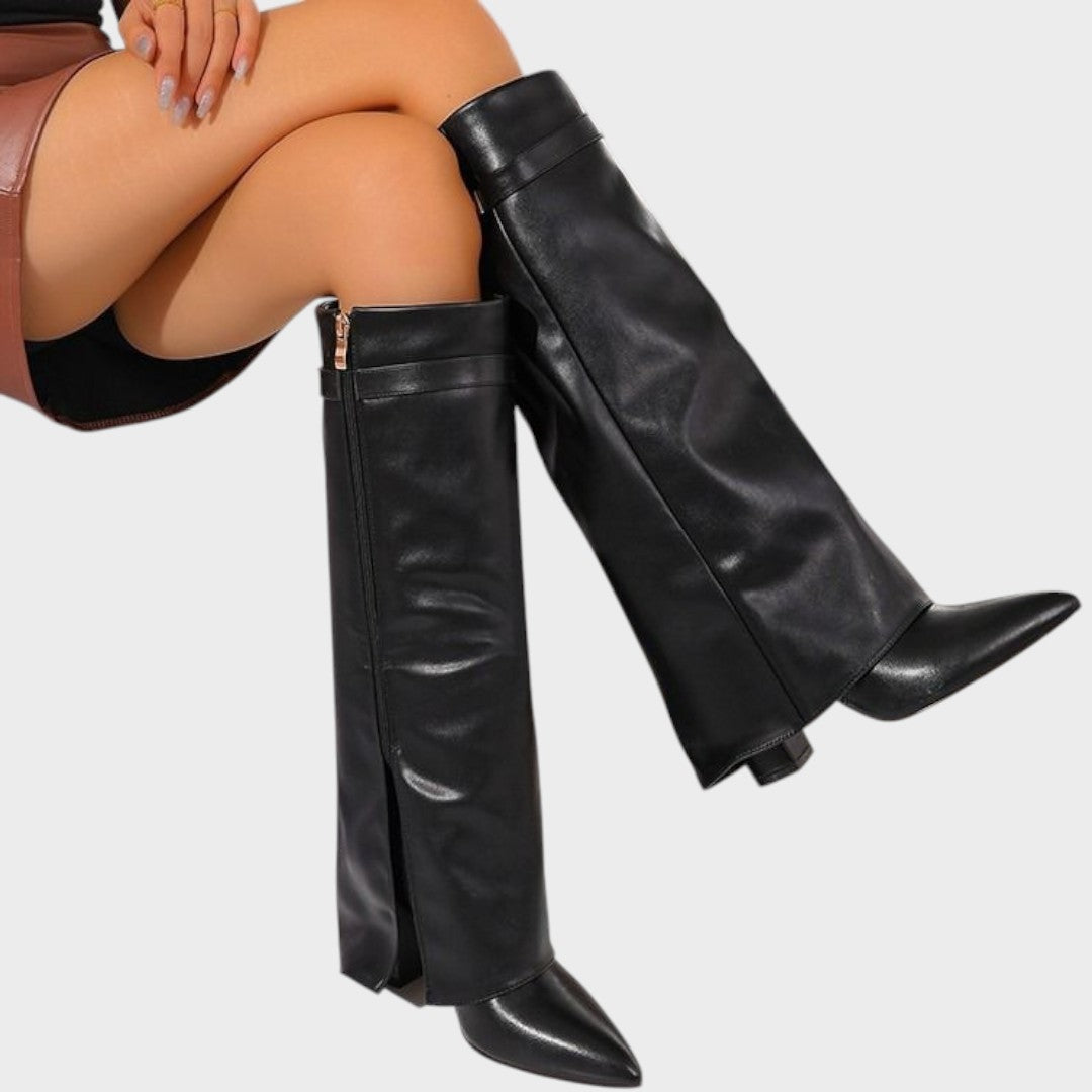 Suri Leather-Look Wide Shaft Boots