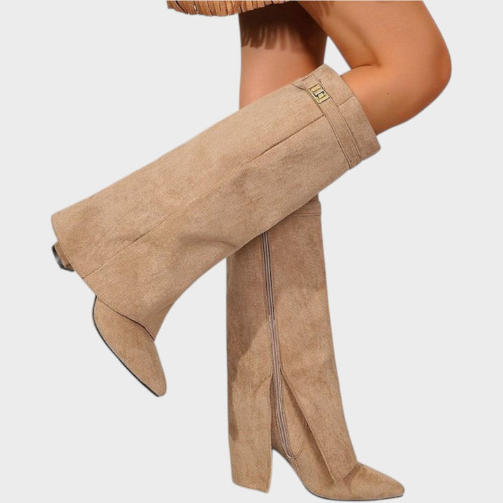 Lunara Velvet-Look Wide Shaft Boots
