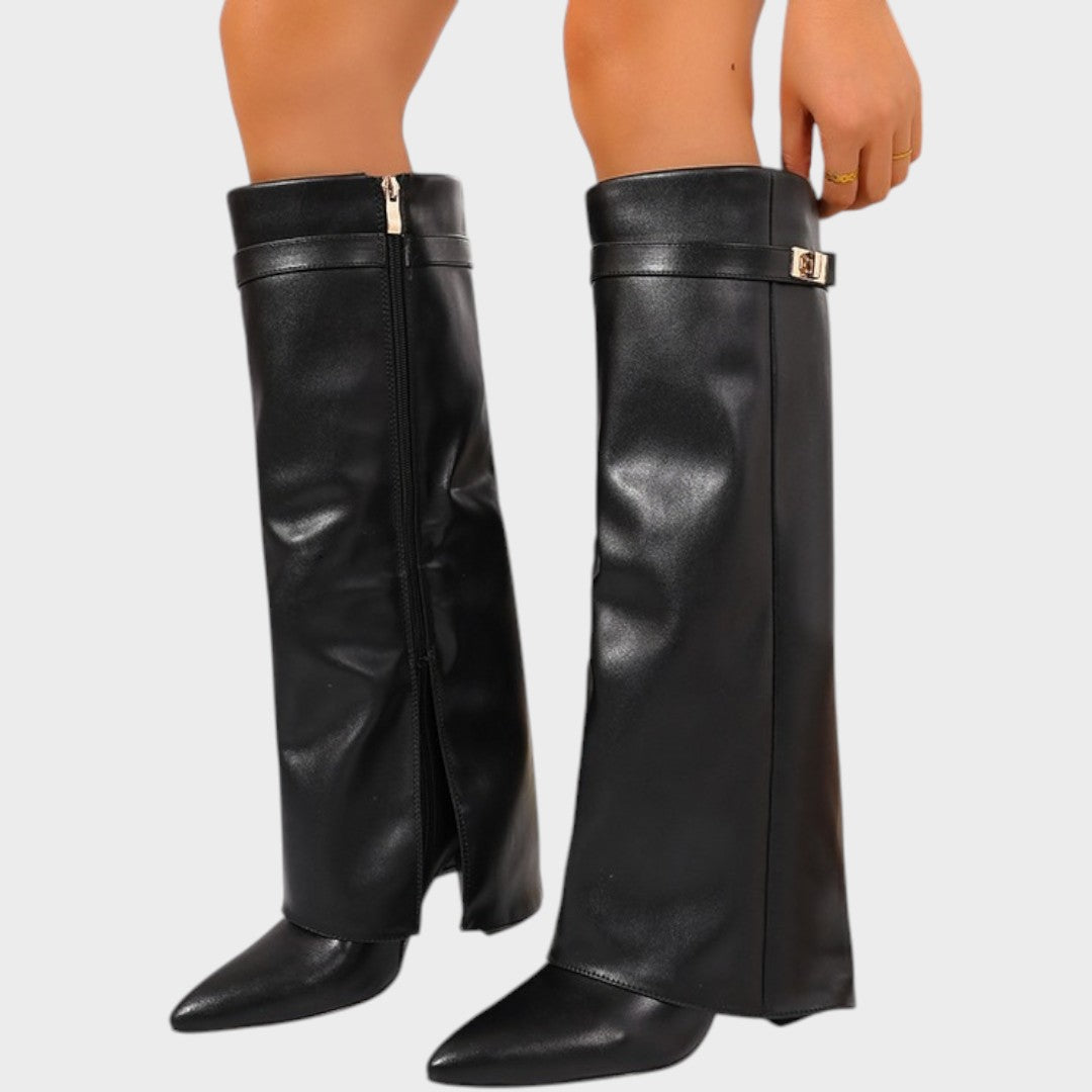 Suri Leather-Look Wide Shaft Boots
