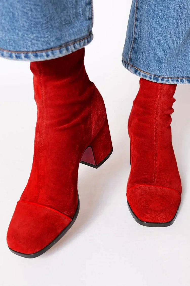 Beth Square Toe Block Heel Boots