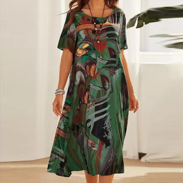 Bella Abstract Print Comfort Dress
