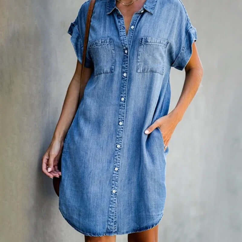 Elke Denim-Style Shirt Dress