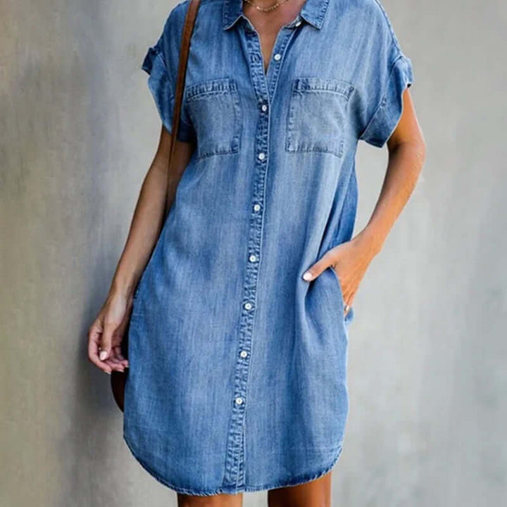 Elke Denim-Style Shirt Dress