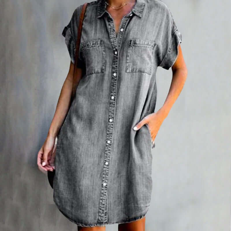 Elke Denim-Style Shirt Dress