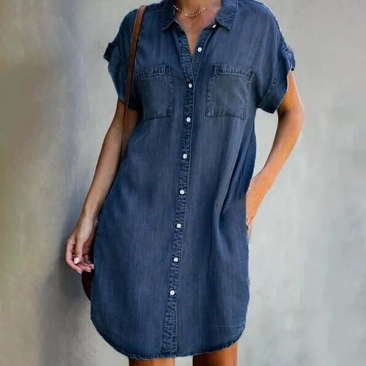Elke Denim-Style Shirt Dress