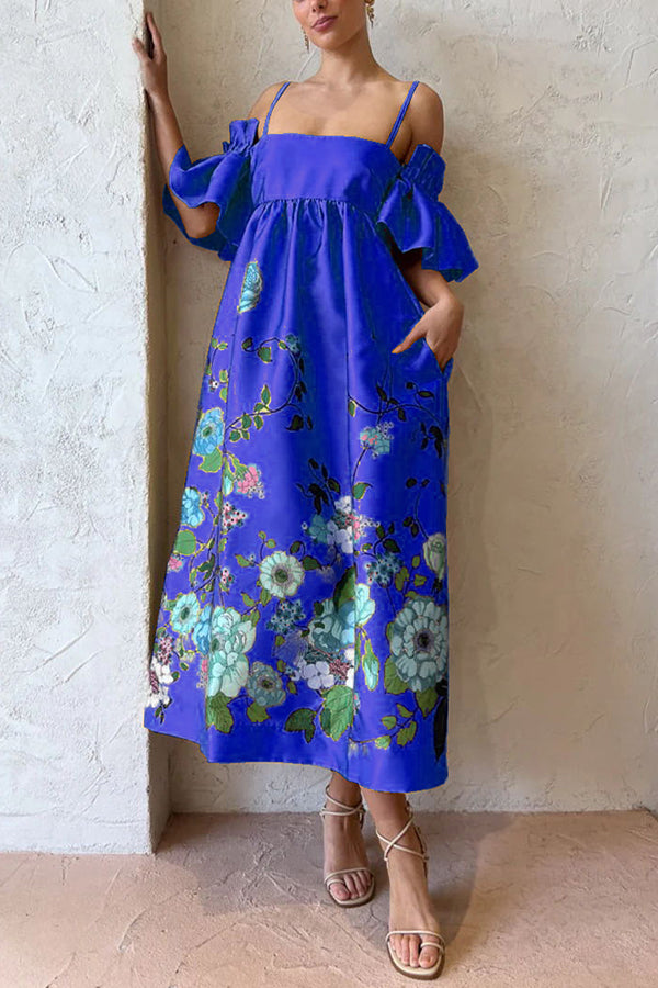 Arielle Gathered Sleeve Dress with Pockets