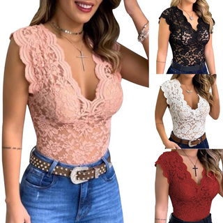 Scallace Scalloped V-Neck Tee