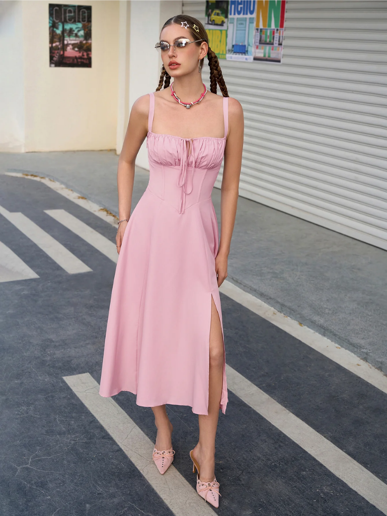 Claudia Ruched Slit Dress