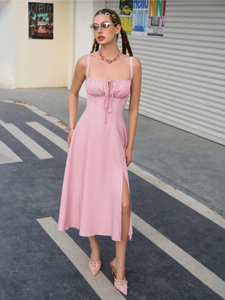 Claudia Ruched Slit Dress