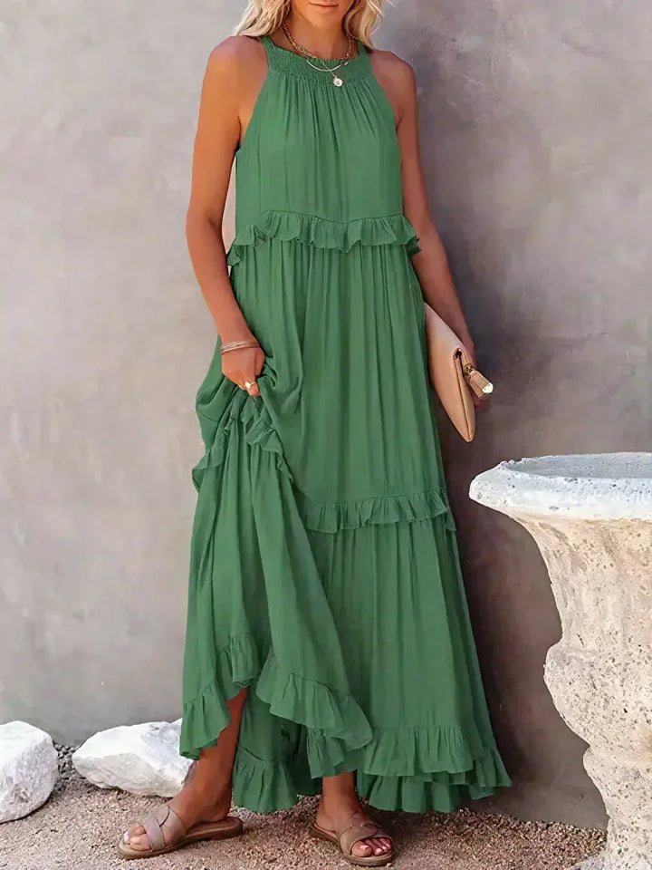 Robe à volants Sarah avec col montant