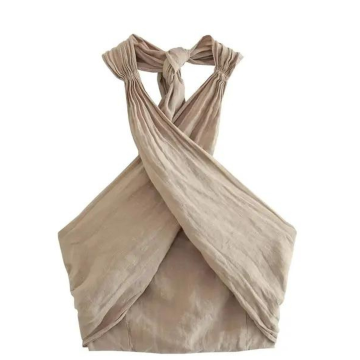 Chloe Crossover Halter Top & Wide-Leg Pants Set - Sienna & Stella, view 9