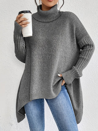 Laila Asymmetric Hem Turtleneck Sweater