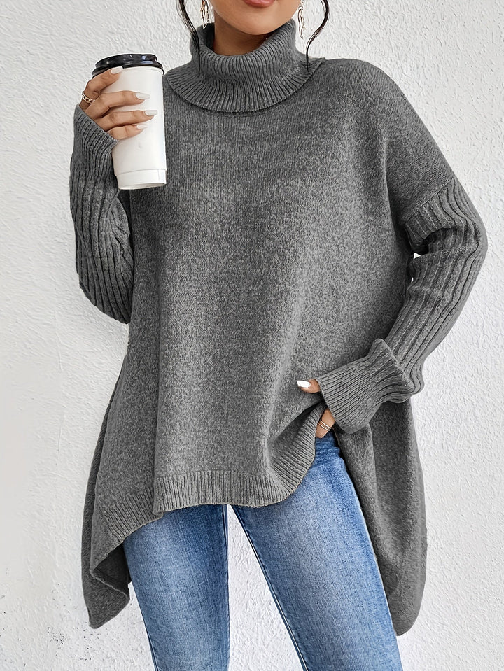 Laila Asymmetric Hem Turtleneck Sweater