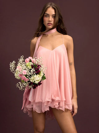 Brisa Halter Ruffle Mini Dress