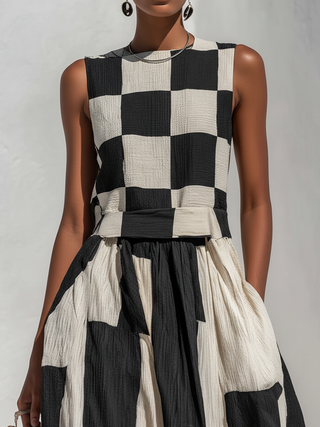Audrey Contrast Panel Sleeveless Maxi Dress