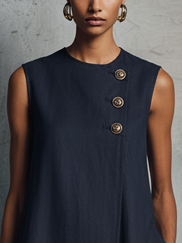 Alba Gold Button Mini Dress
