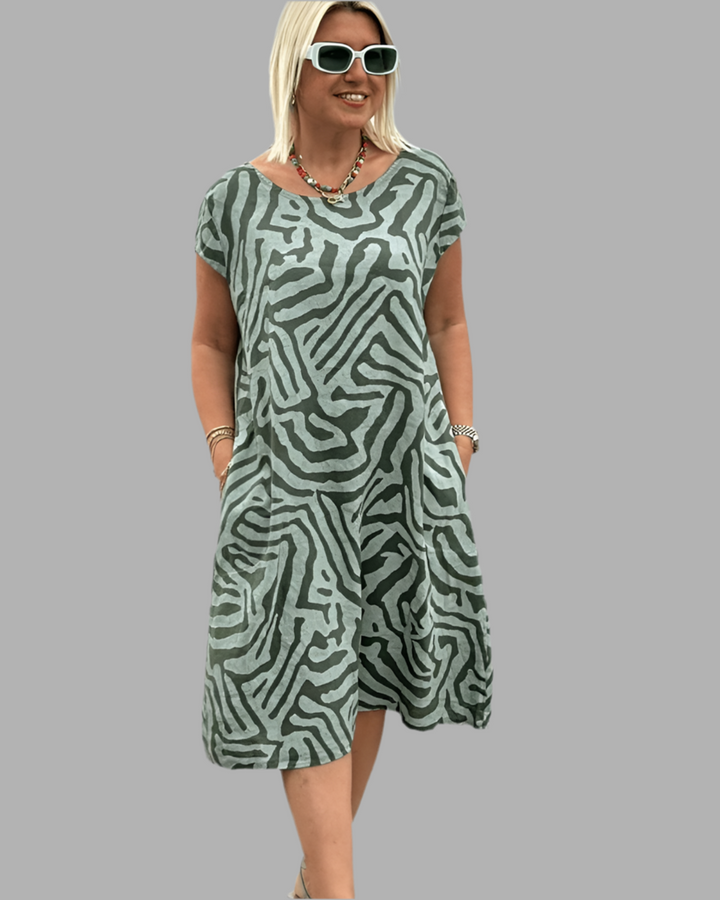 Nelia Printed Round Neck Dress