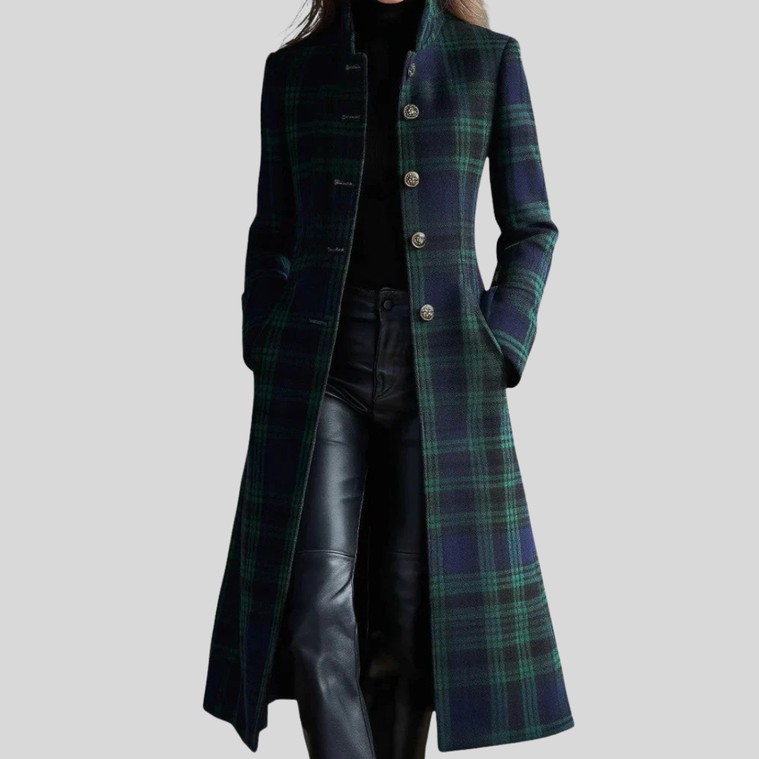 Quinn Plaid Tailored Long Coat