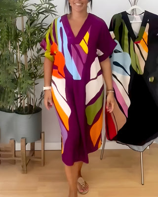Roos Colorful Leaf Print Dress