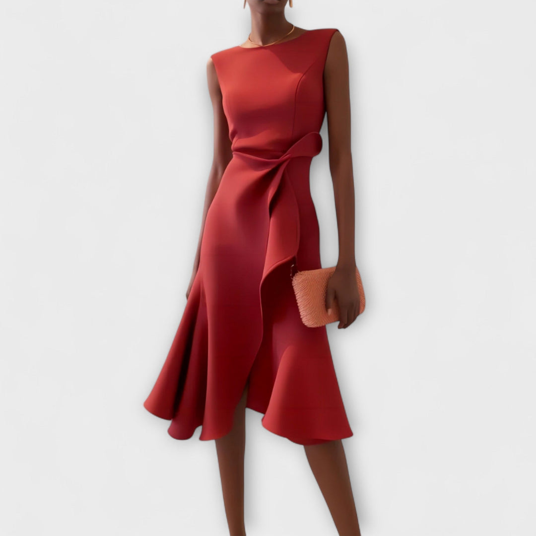 Juliette Asymmetric Draped Midi Dress