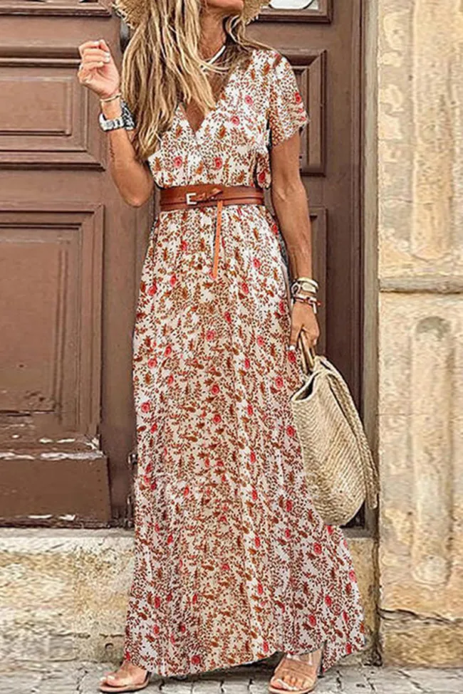 Irina Printed A-Line Slit Dress
