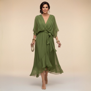 Veronica Flowing V-Neck Dress