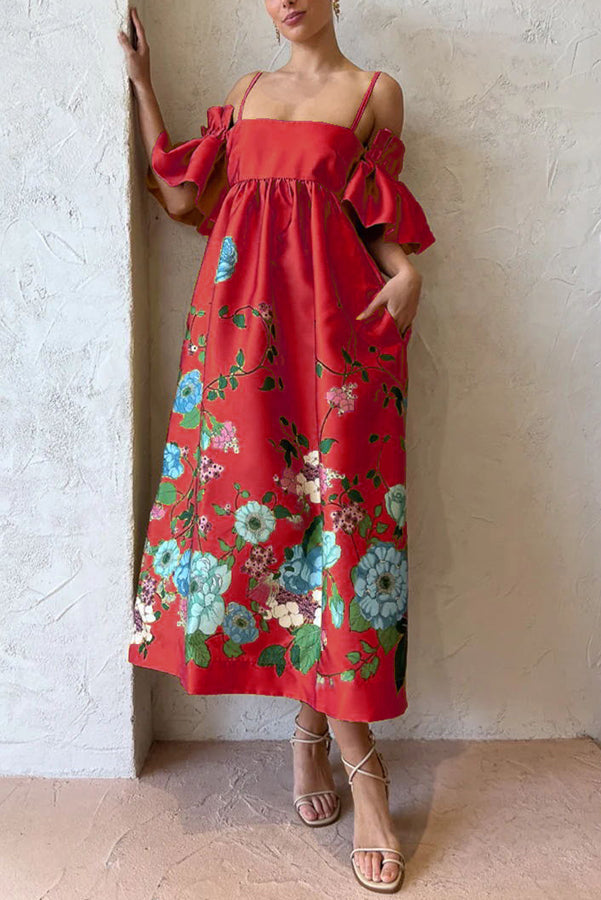 Arielle Gathered Sleeve Dress with Pockets