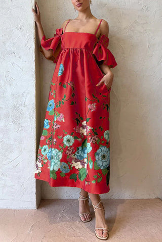 Arielle Gathered Sleeve Dress with Pockets