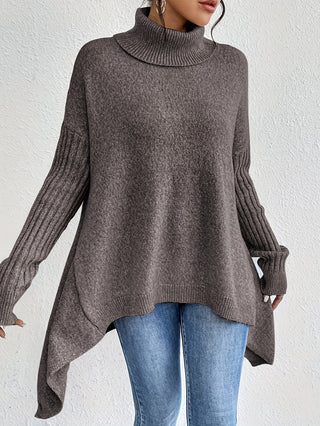 Laila Asymmetric Hem Turtleneck Sweater