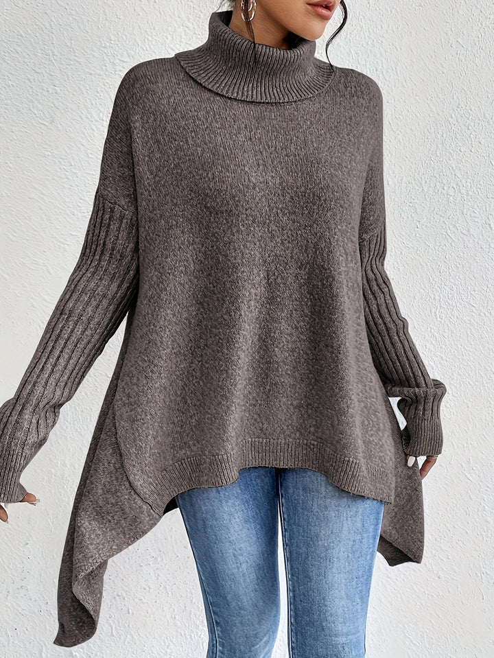 Laila Asymmetric Hem Turtleneck Sweater