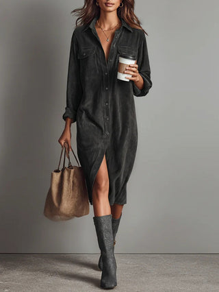 Jessy Loose Midi Dress with Chest Pockets