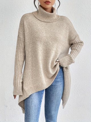 Laila Asymmetric Hem Turtleneck Sweater