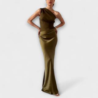 Amarilis One-Shoulder Pleated Maxi Dress
