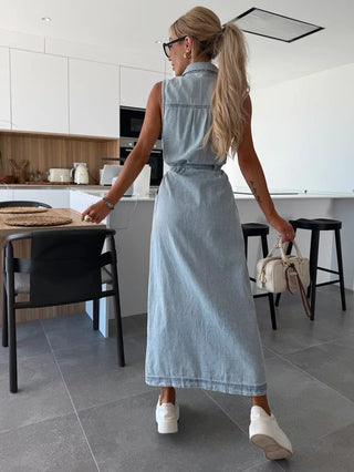 Isabelle Sleeveless Button Maxi Dress