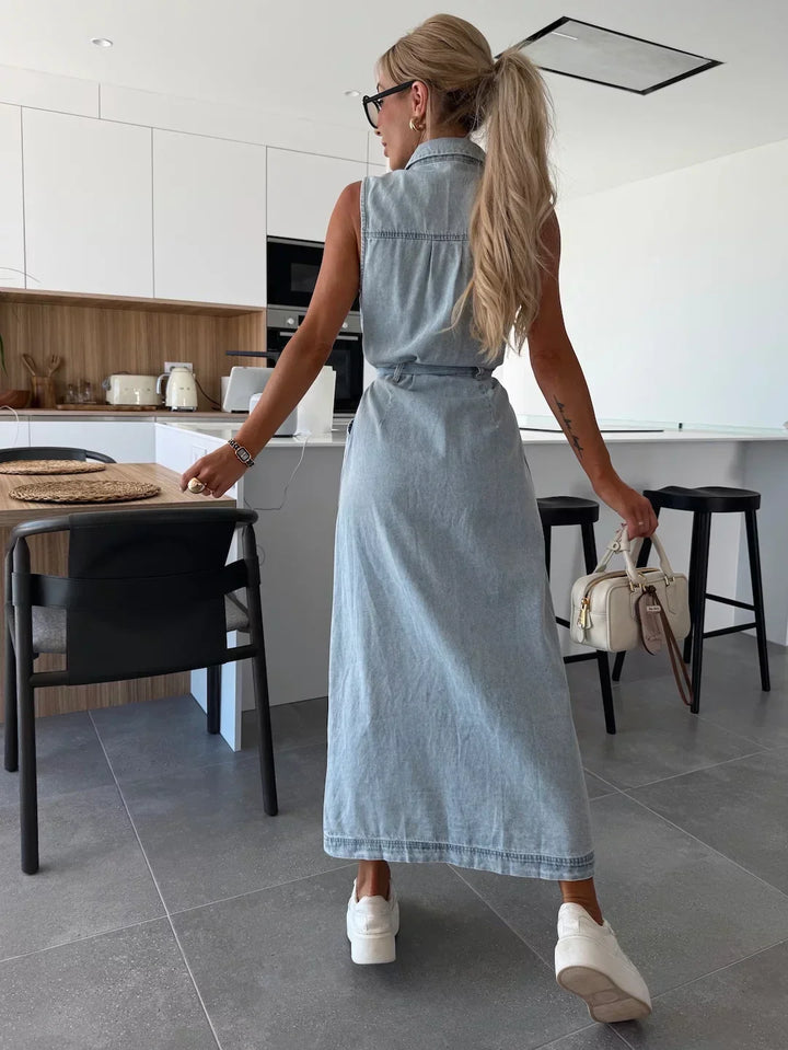 Isabelle Sleeveless Button Maxi Dress
