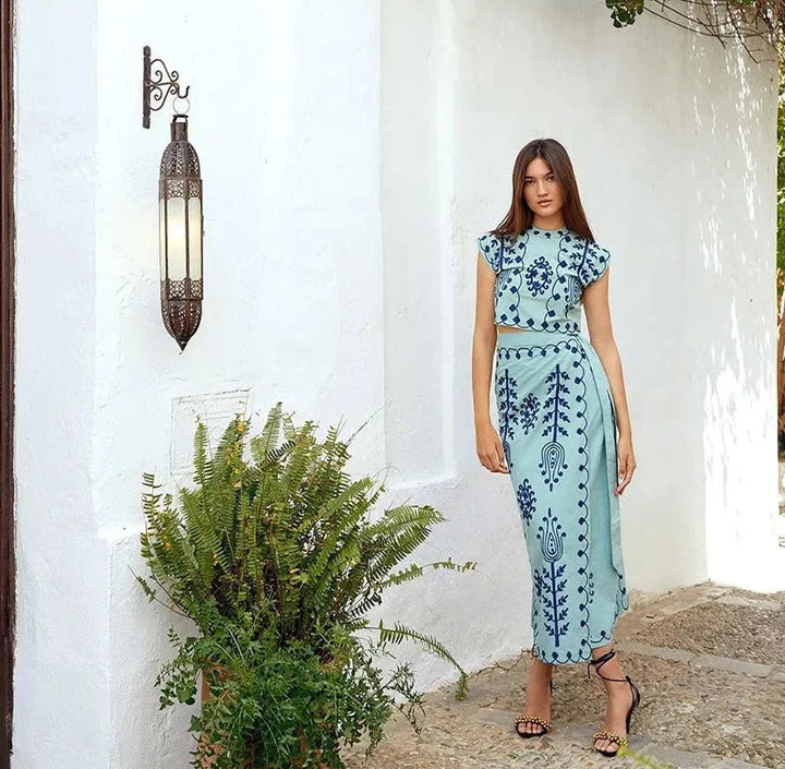 Ensemble imprimé top et jupe Camilla