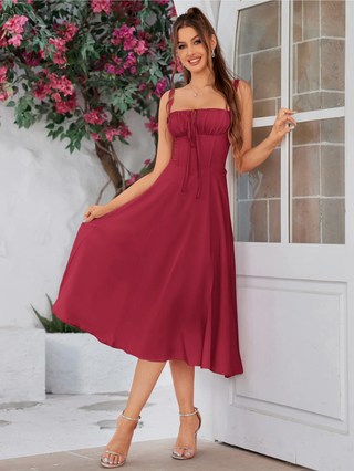 Claudia Ruched Slit Dress