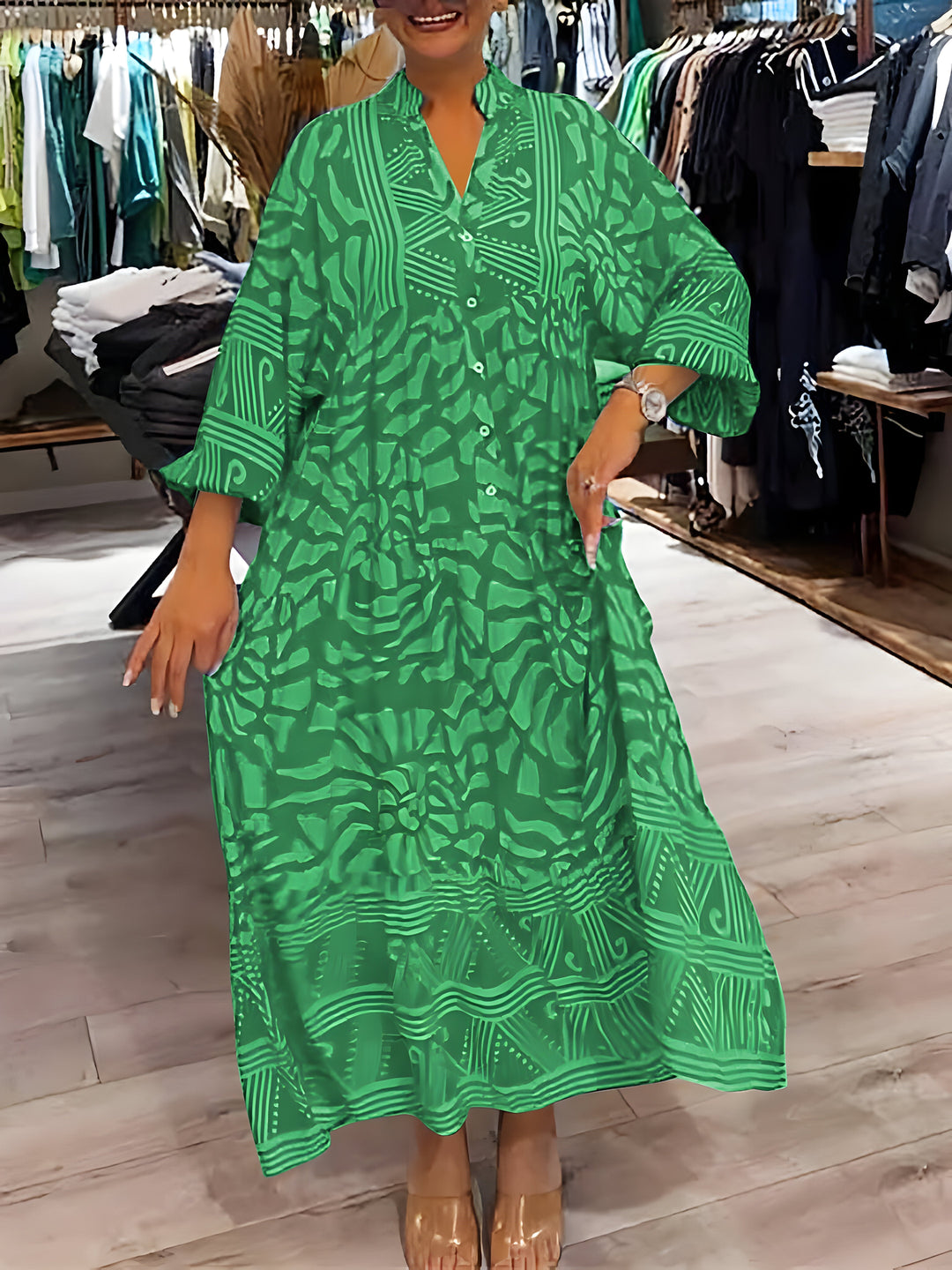 Inge Printed V-Neck Dress