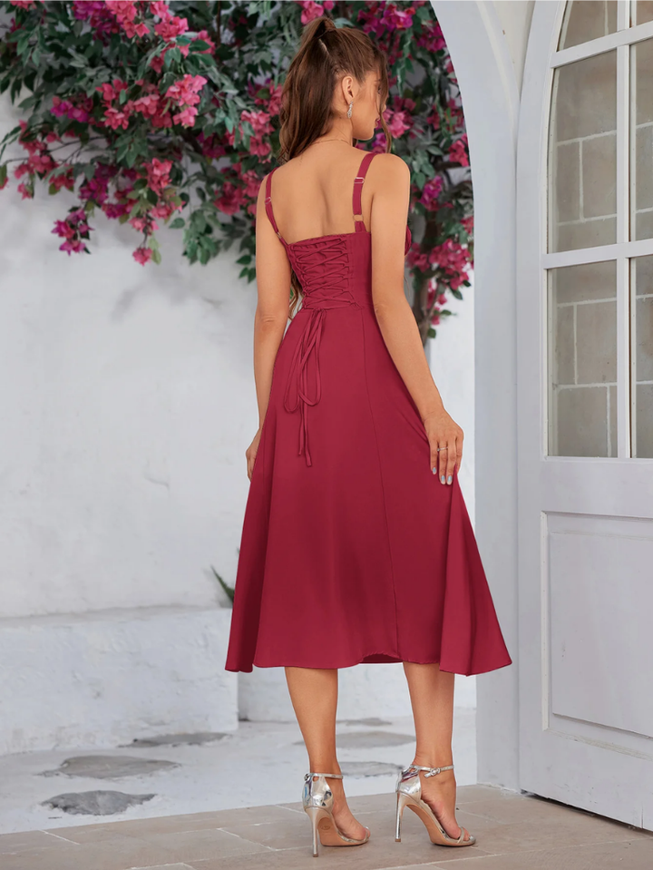 Claudia Ruched Slit Dress