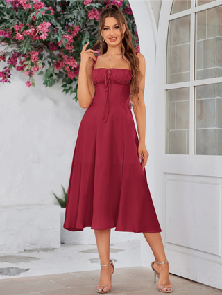 Claudia Ruched Slit Dress