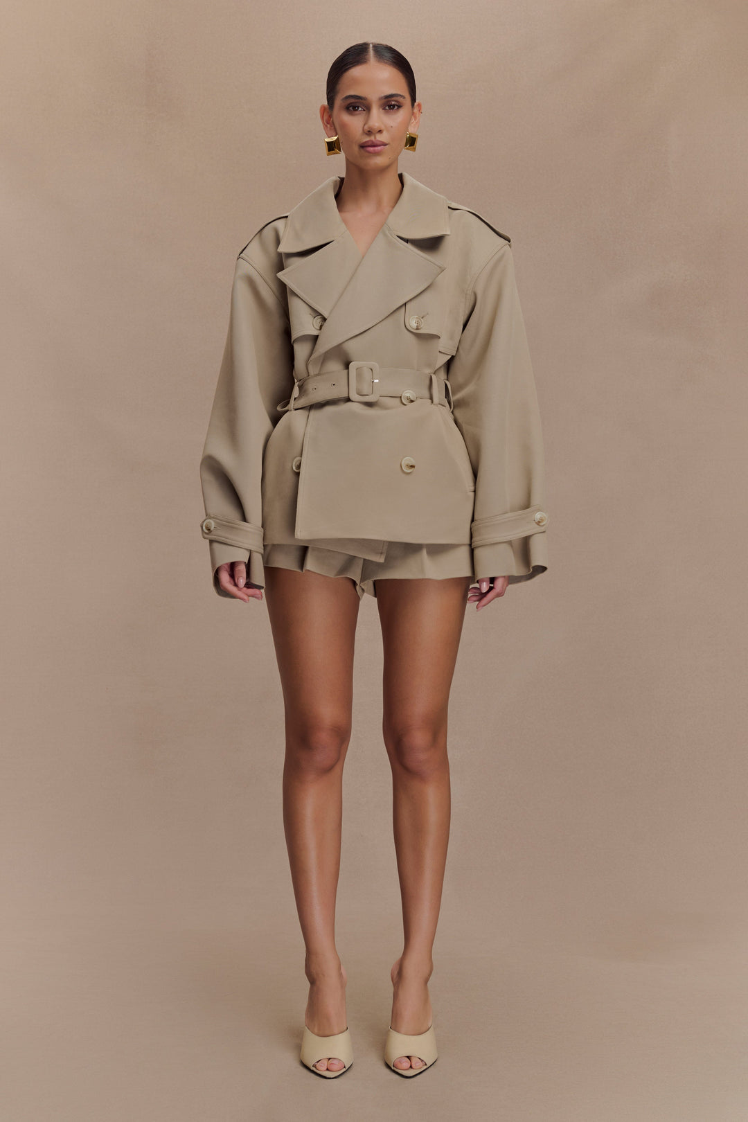 Elsje Cropped Belted Trench Coat
