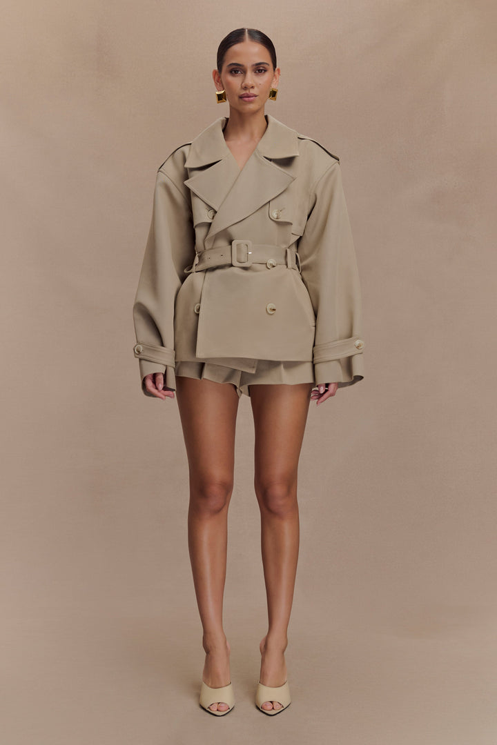 Elsje Cropped Belted Trench Coat