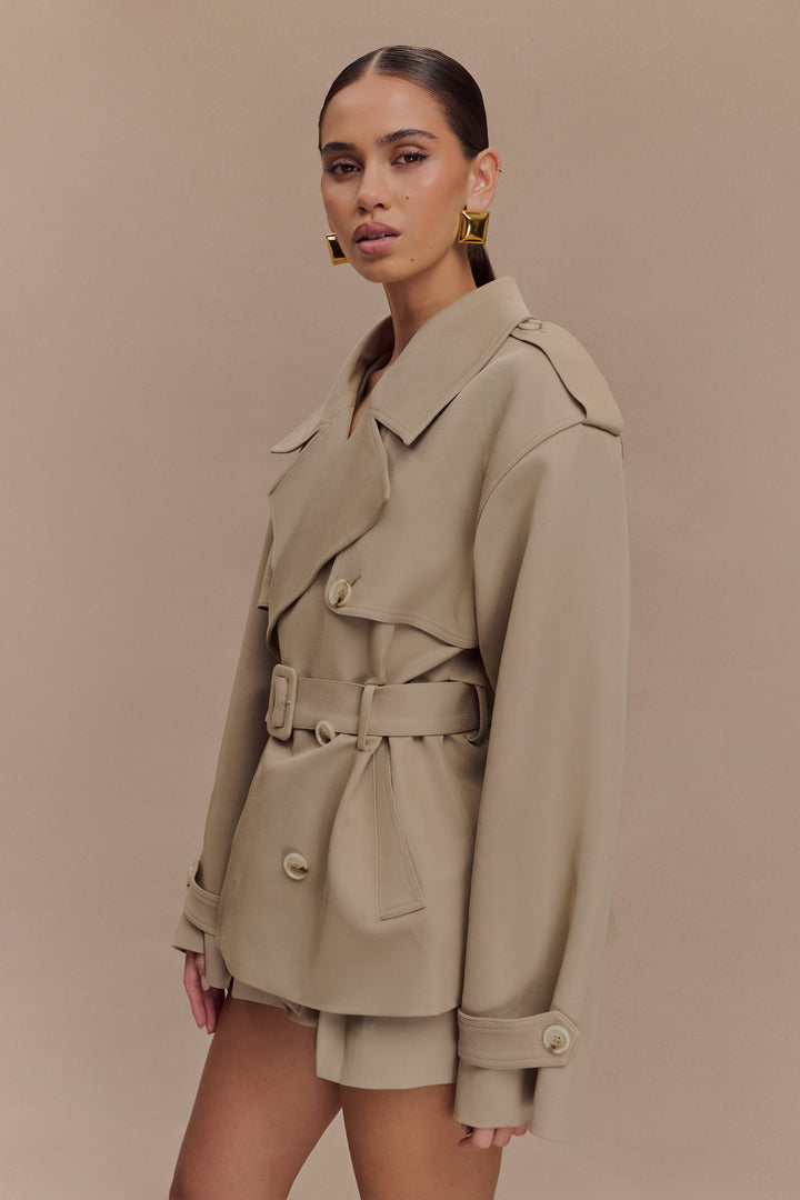 Elsje Cropped Belted Trench Coat